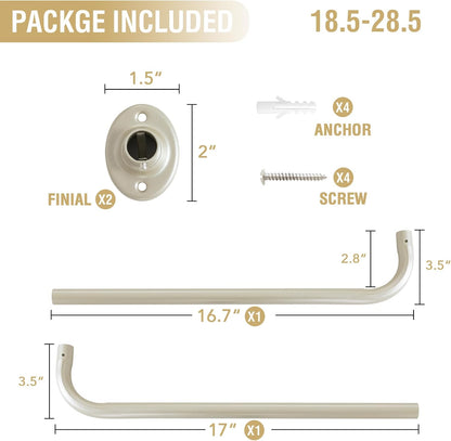 Blackout Curtain Rod for Windows 18.5 to 28.5 Inch, 3/4 Inch Adjustable Wrap around Short Curtain Rods Telescoping Curved Drapery Rods for Living Room Inoor/Outdoor,Nickel