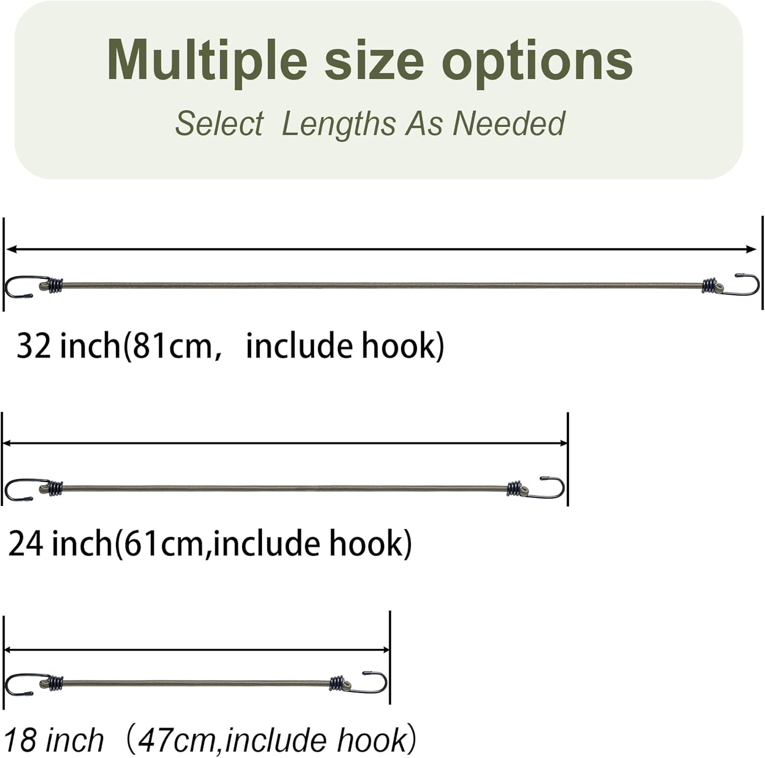 18Inch Bungee Cords with Hooks,6Pcs Heavy Duty Extra Strong Outdoor Elastic Rope,Multi-Purpose Elastic Bungee Straps for Luggage,Camping,Tarps,Bike Rack,Outdoor Tent,Weatherproof（Black）