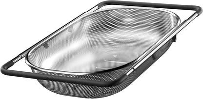 Expandable Over-the-Sink Colander with Rubber Grip - Fine Mesh Strainer for Vegetables, Fruits, and Pasta - Essential Kitchen Tool (9.5W x 13.4-21.3L x 3.3H)