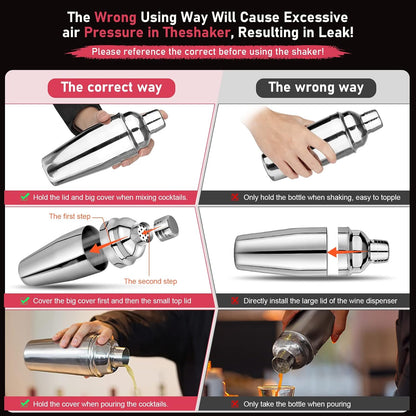 25 oz Professional Cocktail Shaker Set - 18/8 Stainless Steel Bartending Tools for Martini and Margarita Mixing with Measuring Jigger and Spoon (Black)