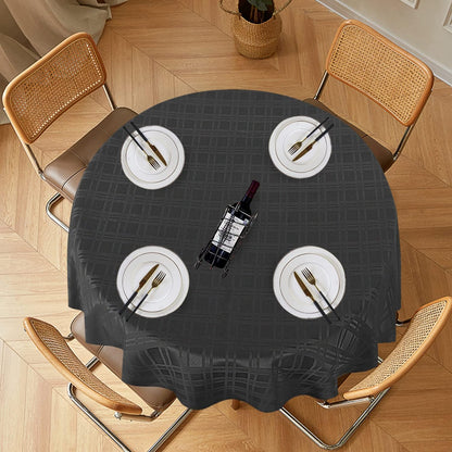 210GSM Solid Checkered Jacquard Table Cloth - Heavy Duty Waterproof Wrinkle Free Microfiber Tablecloth, Decorative Fabric Table Cover for Outdoor and Indoor Use (Dark Grey, round 70 Inch)