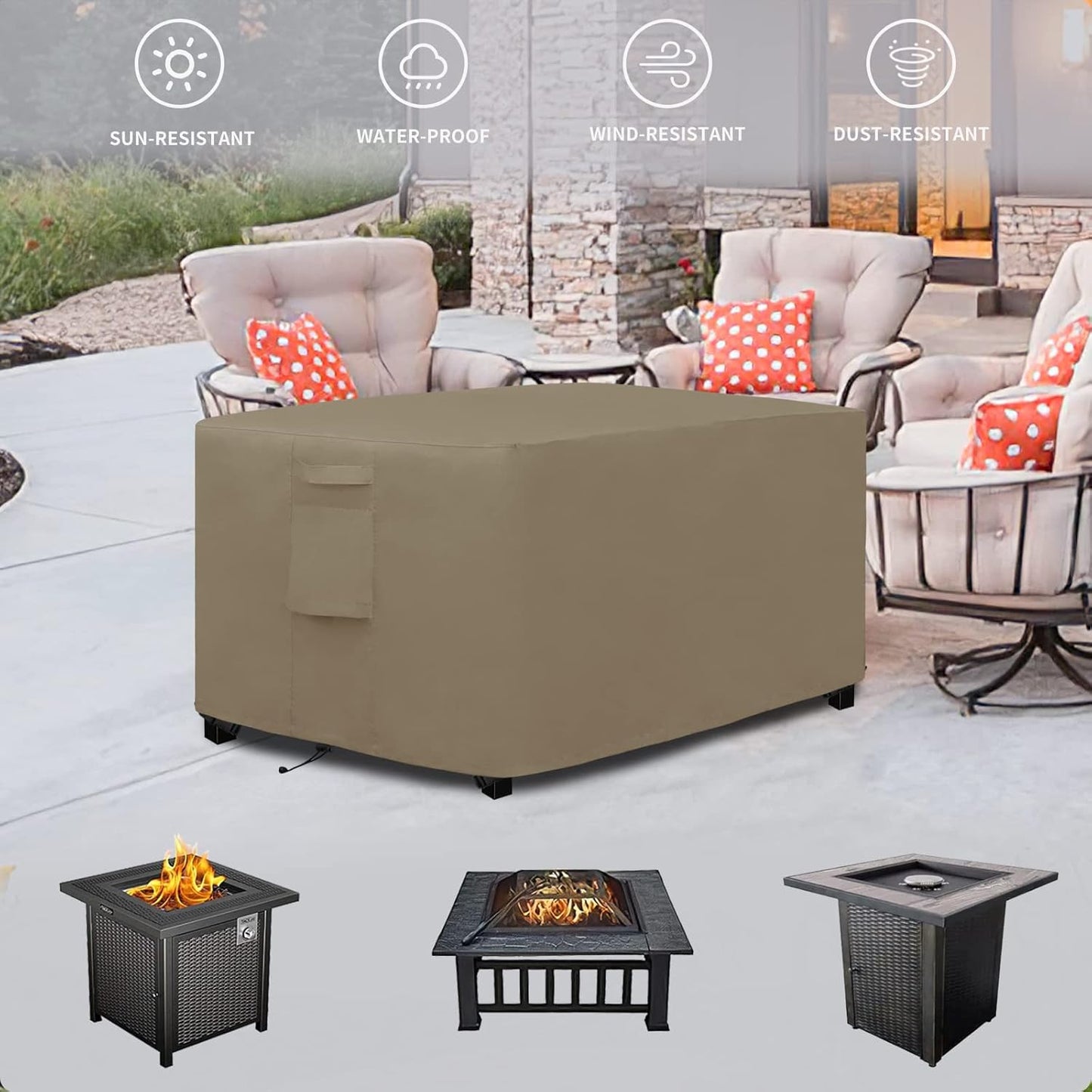 Outdoor Fire Pit Cover Rectangle 42L X24W X24 H, Durable Outdoor Gas Firepit Cover, Waterproof and Weatherproof Cover for Fire Pit, Camel