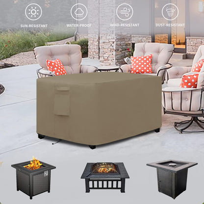 Outdoor Fire Pit Cover Rectangle 42L X24W X24 H, Durable Outdoor Gas Firepit Cover, Waterproof and Weatherproof Cover for Fire Pit, Camel