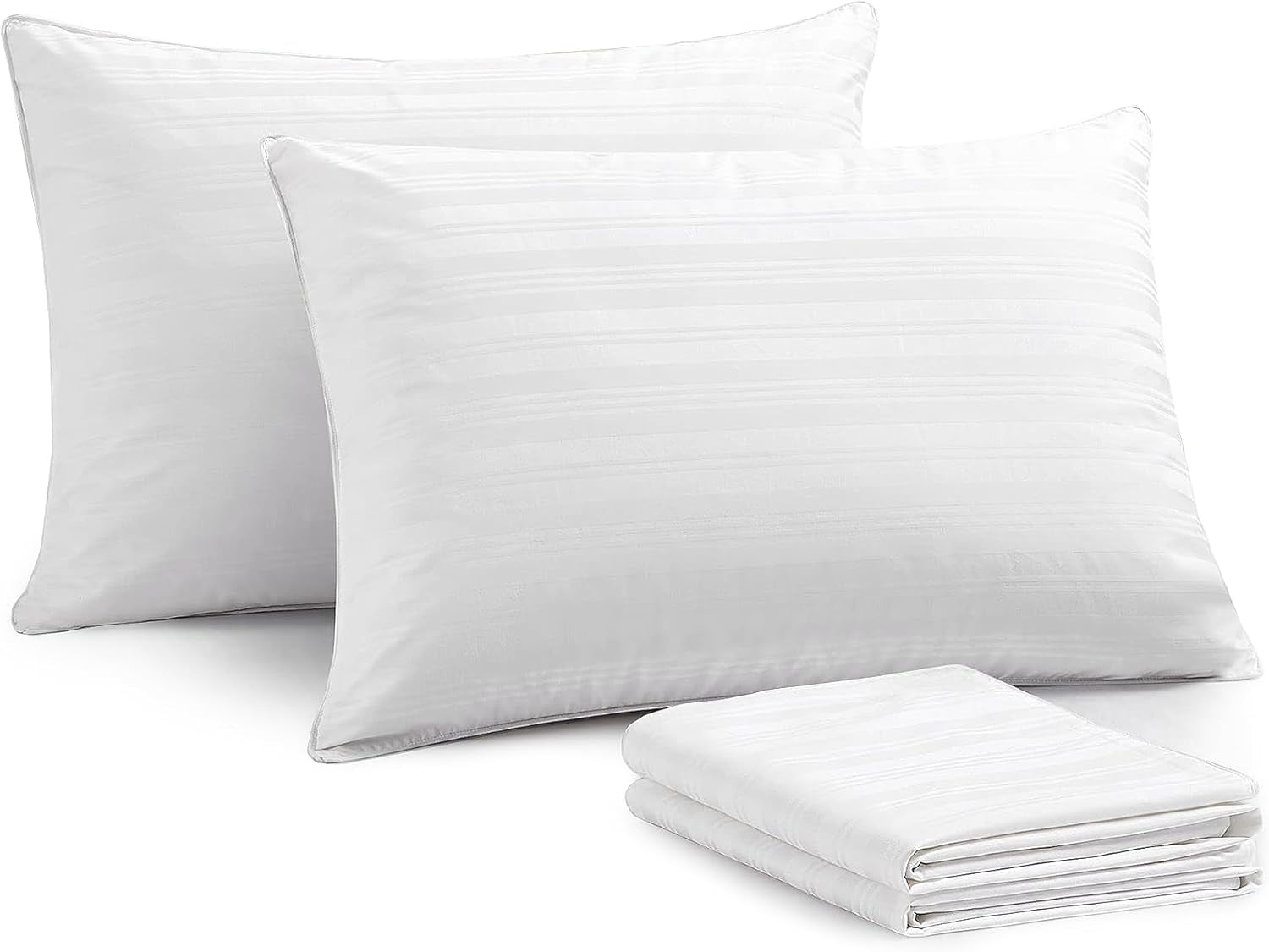 Goose Feather down Pillows, Bed Pillows for Sleeping with 2 Outer Protectors, Hotel Standard/Queen Pillows Set of 2 (Pack of 2)