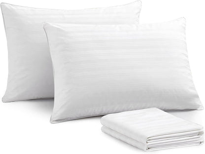 Goose Feather down Pillows, Bed Pillows for Sleeping with 2 Outer Protectors, Hotel Standard/Queen Pillows Set of 2 (Pack of 2)