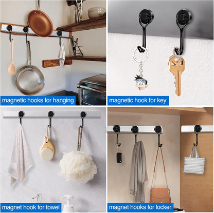 Hooks, 30Lbs+ Magnetic Magnet Hook 2025 Cruise Cabin Ship Essentials Heavy Duty Strong Refrigerator Fridge Hanging for Classroom Beach Vacation Kitchen Grills Home Mug Hanger (6 Pack)