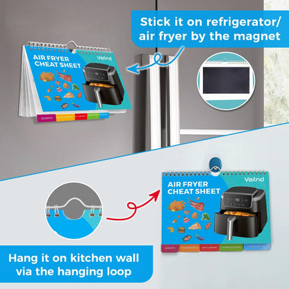 Air Fryer Cheat Sheet Magnets Cooking Guide Booklet - Air Fryer Cooking Guide - Air Fryer Accessories Cookbook Kitchen Gadgets - 2025 Air Fryer Quick Reference Cooking Times Chart for Frying