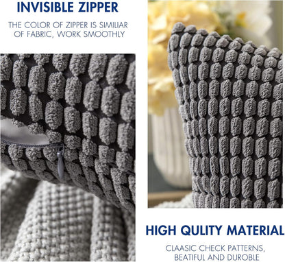 Pack of 2 Pillow Covers 18X18 Inch Granules Soft Corduroy Decorative Throw Pillow Covers for Couch Cushion Sofa Bedroom Living Room, Grey