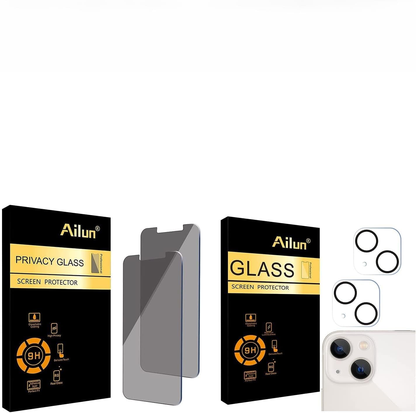 Privacy Screen Protector 2 Pack for Iphone 13 Pro &Mini, Camera Lens Protector 6.1" & 5.4