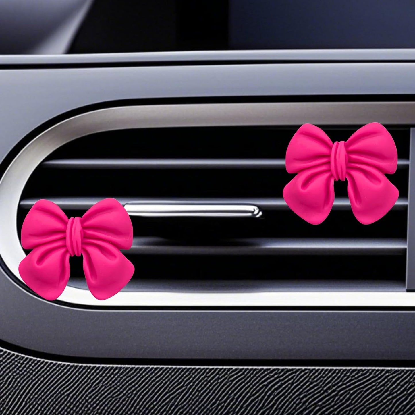 6 Pcs Pink Bow Car Air Vent Clips Coquette Cute Girly Car Decor Accessories Interior Aesthetic Decorations Charm Stuff for Women Girl (Hot Pink)