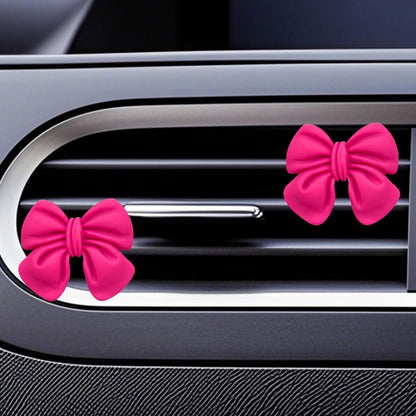6 Pcs Pink Bow Car Air Vent Clips Coquette Cute Girly Car Decor Accessories Interior Aesthetic Decorations Charm Stuff for Women Girl (Hot Pink)