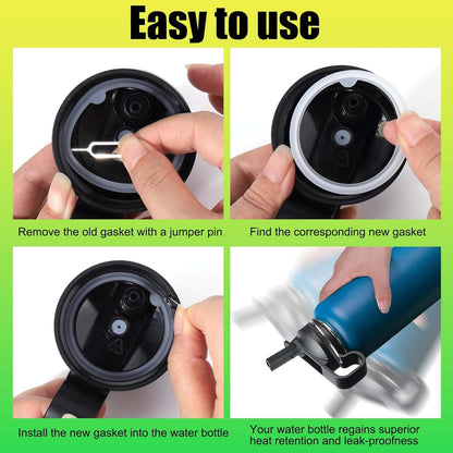 Silicone Gasket Replacement for Thermoflask 24Oz/32Oz/40Oz/64Oz, Each with Pick for Water Bottle Straw Lid, Chug Lid & Chug Spout