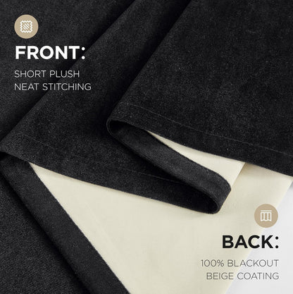 Luxury 100% Blackout Velvet Curtains - 84 Inch, Set of 2 Panels, Thermal Insulated and Soundproof Drapes for Bedroom and Living Room, Rod Pocket & Back Tab Design (52W x 84L)