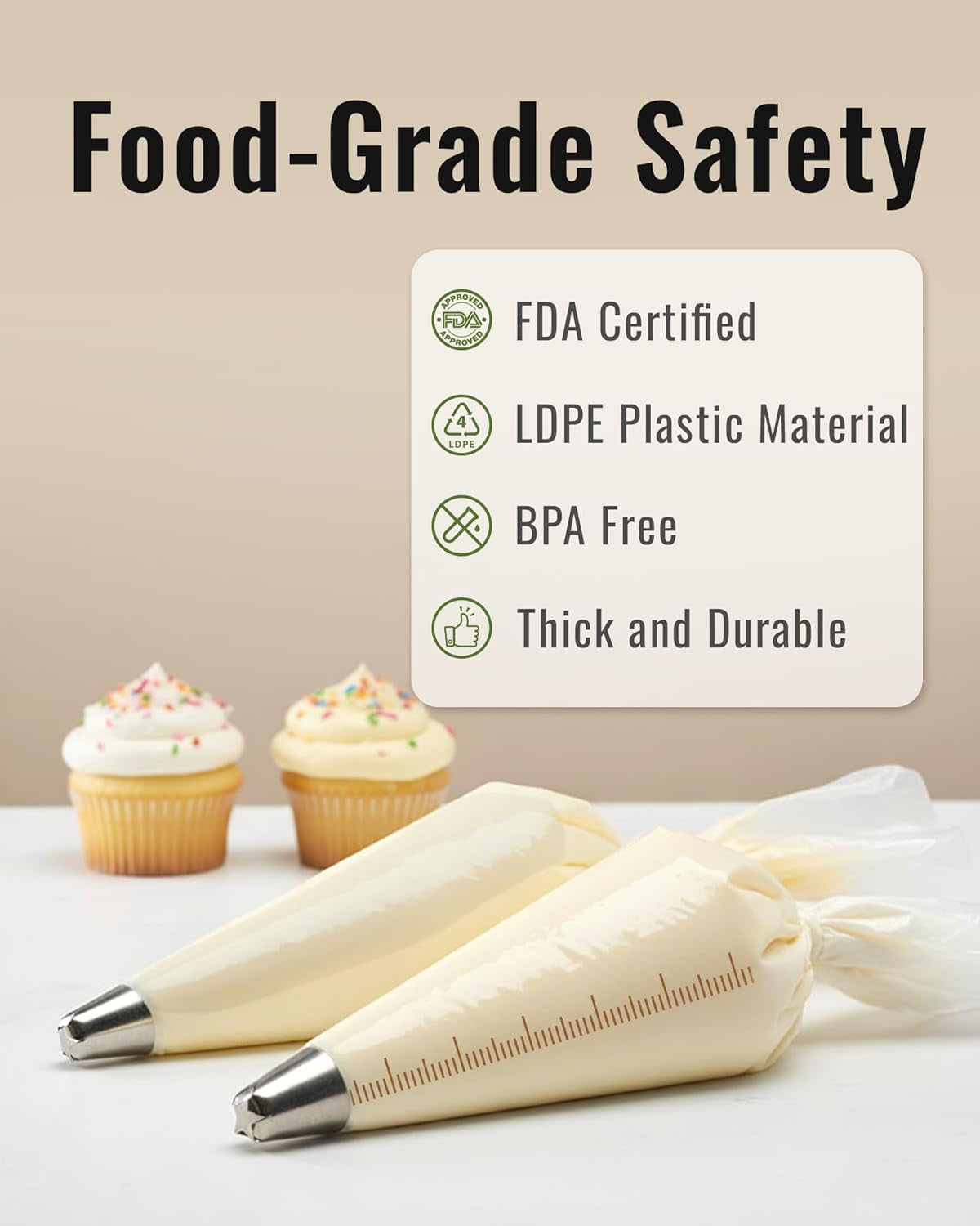 12 Inch Piping Bags, 100PCS Thickened Disposable Pastry Bags, anti Burst Icing Bags for Cream Frosting, Non-Slip Frosting Bags, Cake & Cookie Decorating Supplies