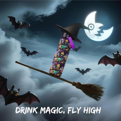 Halloween Insulated Water Bottle with Straw, Stainless Steel Water Bottle, Leak Proof Bpa-Free, Keeps Cold for 24 Hours for Sports, Skull Spooky Holiday Gifts (26 Oz, Ghost Party)