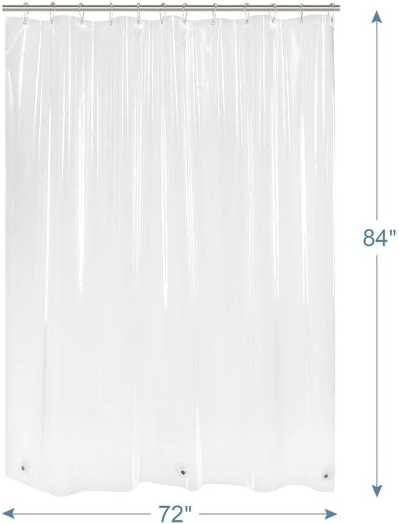 Shower Curtain Hooks and Medium Weight Shower Curtain Liner PEVA 72 X 84 Inchs