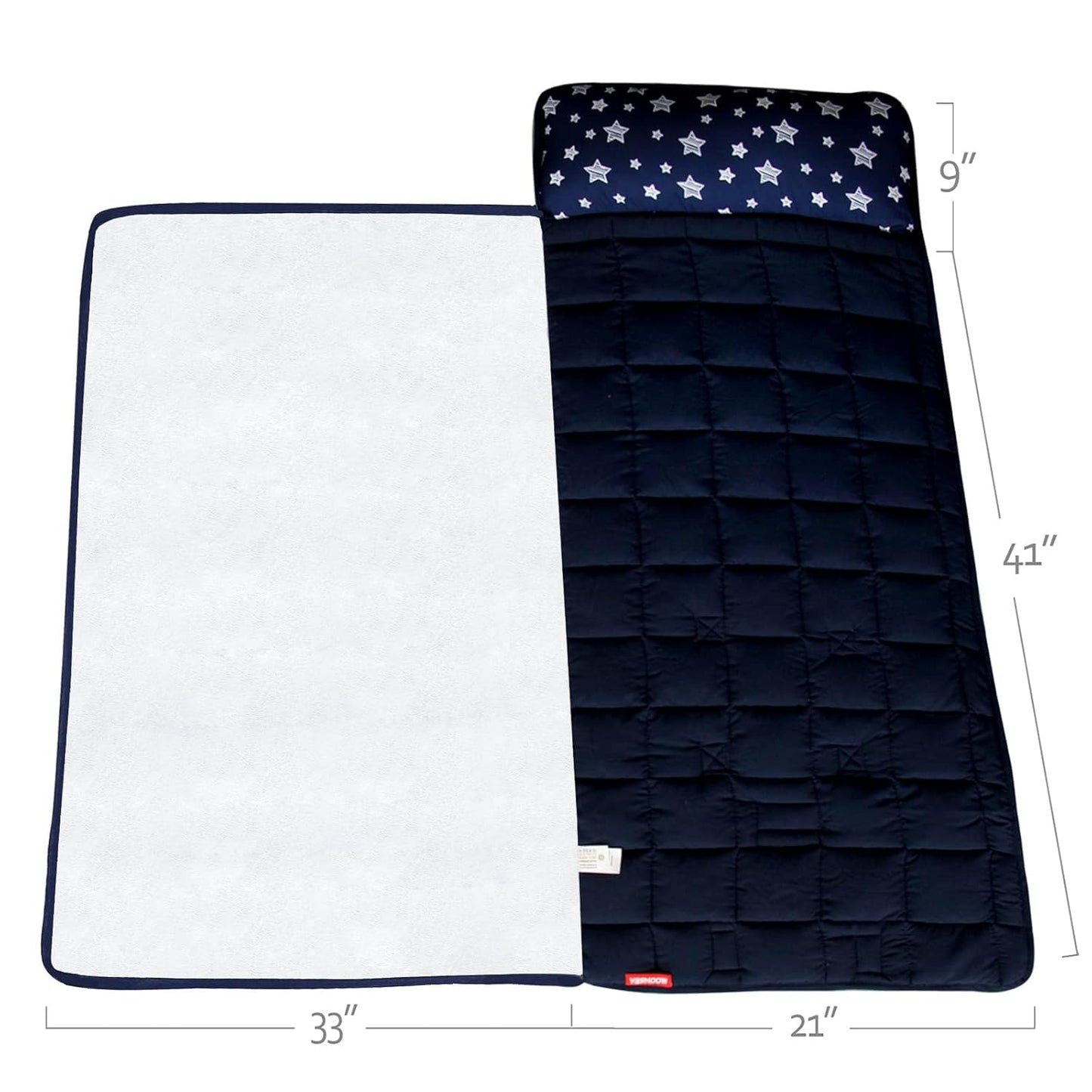 Toddler Nap Mat Boy Navy and Fleece Minky Blanket, Lightweight and Soft Perfect for Kids Preschool, Daycare, Travel Sleeping Bag for Boys, 21" X 50" Fit on a Standard Cot