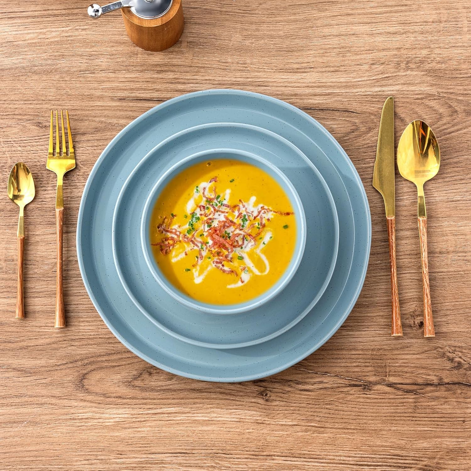 Ceramic Dinnerware Set for Four - 12-Piece Stoneware Plates and Bowls, Handmade, Chip and Scratch Resistant, Dishwasher and Microwave Safe