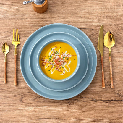 Ceramic Dinnerware Set for Four - 12-Piece Stoneware Plates and Bowls, Handmade, Chip and Scratch Resistant, Dishwasher and Microwave Safe