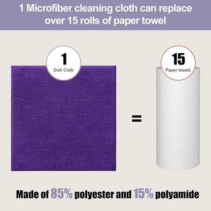 12 Pack Microfiber Cleaning Cloth(12 X 12 Inches, Purple), Ultra Soft and Absorbent Cleaning Rags, Reusable and Non-Linting Dust Removal Cleaning Cloths for Car, House, Kitchen
