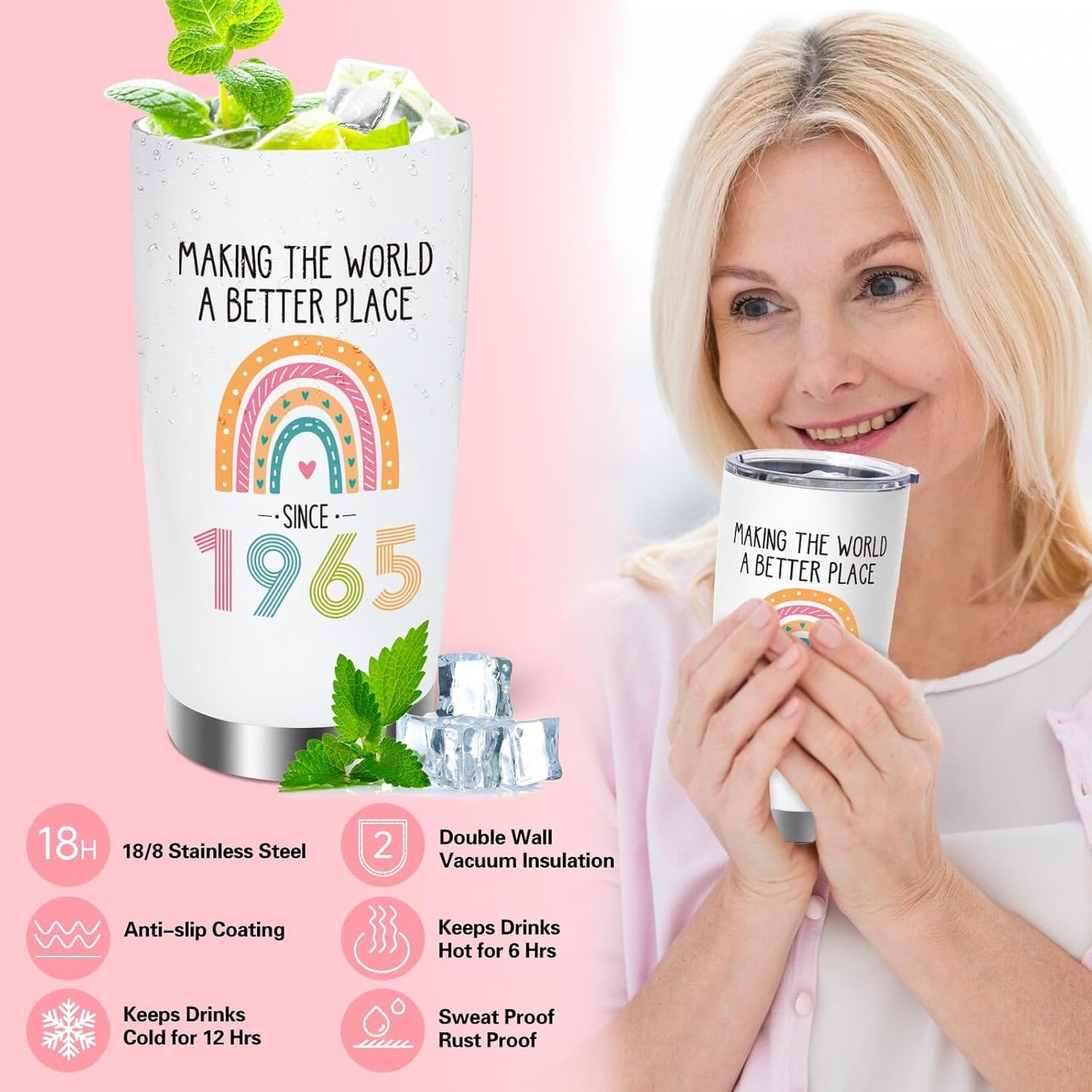 60Th Birthday Gifts for Women, 60Th Birhtday Gifts for Her, Women 60 Gifts, 60Th Gift Baskets, Unique Funny 60Th Birthday Ideas, 60 Years Old Gifts for Sister Friend Mom Wife Coworker Born in 1965