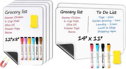 4 Pack 12"X8" + 2 Pack 14"X11" Magnetic Dry Erase Board Sheet for Fridge