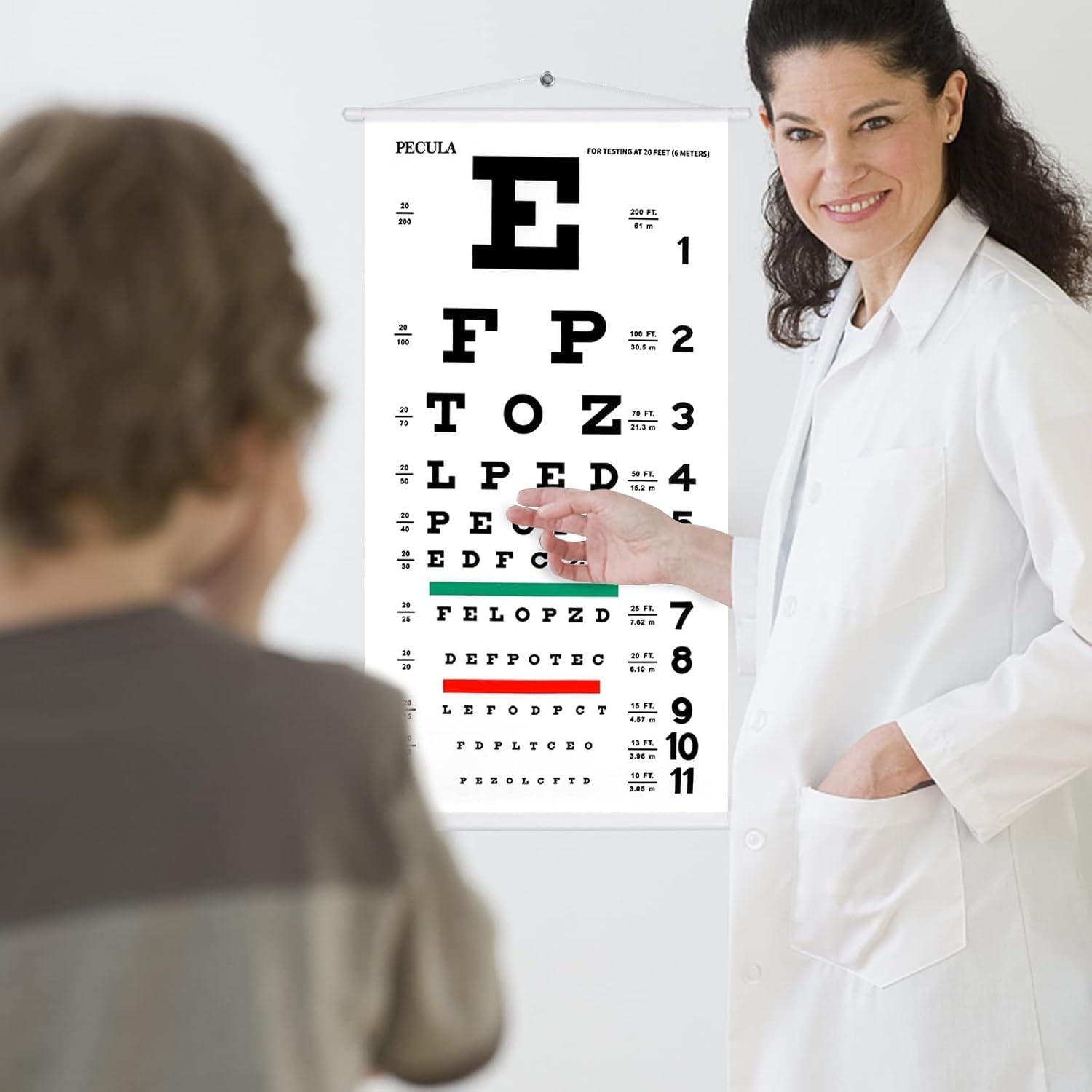 Eye Chart, Snellen Eye Chart, Canvas Wall Chart Non-Reflective, Hang Wooden Framed Eye Charts for Eye Exams 20 Feet 11 X 22 In.