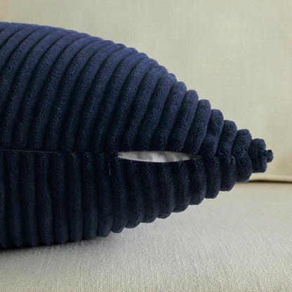 Set of 2 Navy Blue Boho Lumbar Rectangle Decorative Throw Pillow Covers 12X20 Inch with Diagonally Pattern for Couch Bed Sofa, Soft Corduroy Accent Modern Farmhouse Home Decor 30X50 Cm