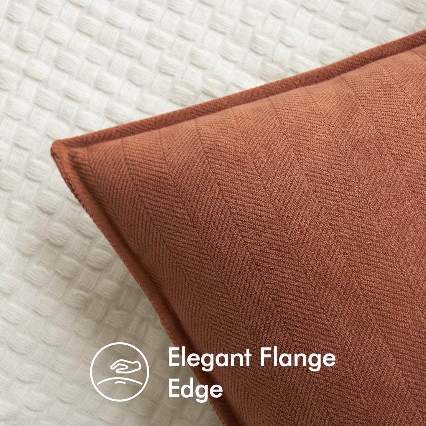 Set of 2 Burnt Orange Chenille Decorative Pillow Covers, 20x20 Inch - Luxurious Farmhouse Cushion Covers for Sofa, Bedroom, and Living Room Home Decor