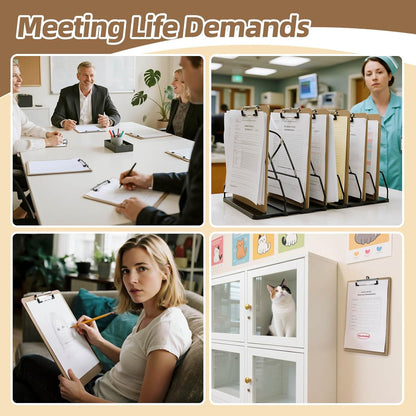 6 Pack Clipboard 8.5 X 11 Letter Size Clip Boards Bulk, A4 Wooden Hardboard Office Clipboards Pack for Classroom, Work-Meetings, Brown