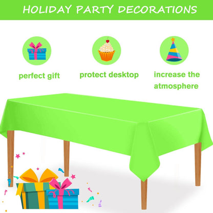 Lime Green 3 Pack Premium Plastic Tablecloths for Parties 54" X 108" Rectangular Tablecloths Neon Green Tablecloth 6 to 9 Feet Birthday Table Wedding Christmas Anniversary Buffet Table…