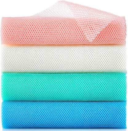 4 Pieces African Exfoliating Net, Long African Net Sponge, Nylon African Net Cloth, Exfoliating Washcloth, Body Scrubbers for Use in Shower, Back Scrubber Skin Smoothers for Bath (Multicolor 4)