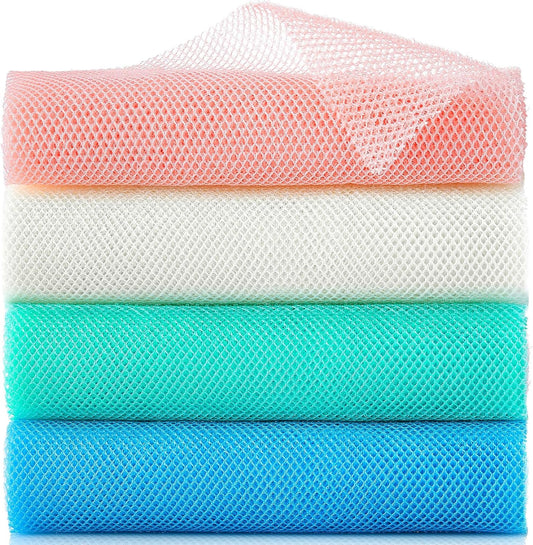 4 Pieces African Exfoliating Net, Long African Net Sponge, Nylon African Net Cloth, Exfoliating Washcloth, Body Scrubbers for Use in Shower, Back Scrubber Skin Smoothers for Bath (Multicolor 4)