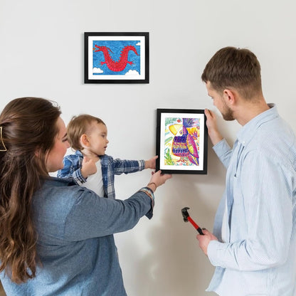 2 Packs Kids Art Frame, 8.5X11 Front Opening Kids Artwork Frames Changeable, Holds 100 Drawings Artwork Frames for Kids Art, 3D Picture, Craft Storage, Hanging Wall Decor(Black)