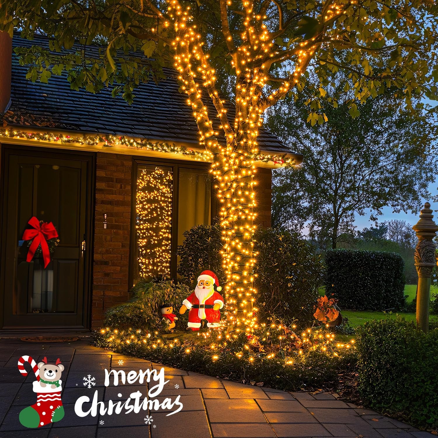 Solar String Lights Outdoor Waterproof, Total 66 FT 200 LED Solar Twinkle Lights Outdoor, Solar Christmas Light for outside Tree Garden Yard Decor(Warm White)