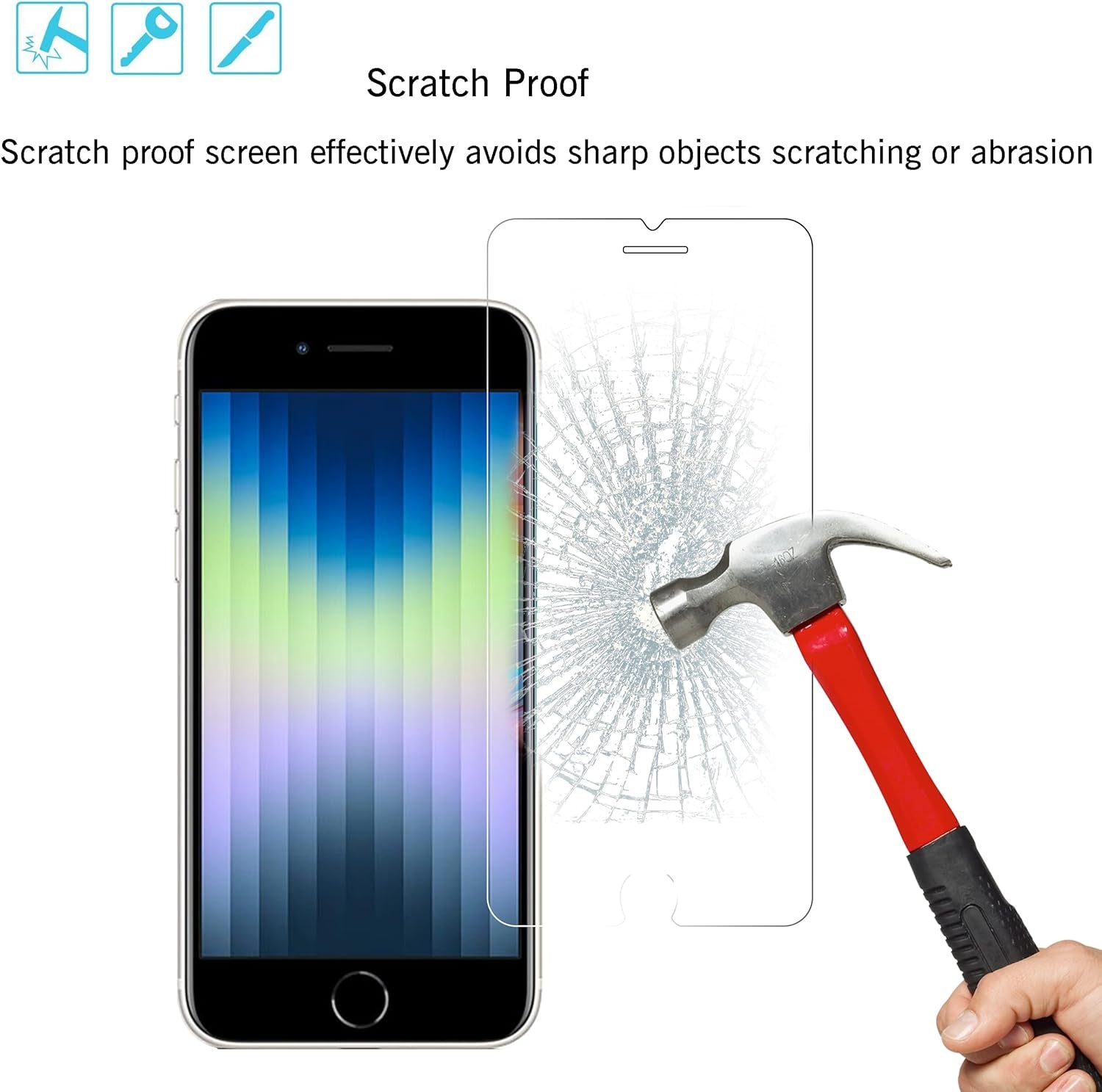 Screen Protector for Iphone SE 2022 3Rd Generation, [3Pack] Case Friendly Tempered Glass