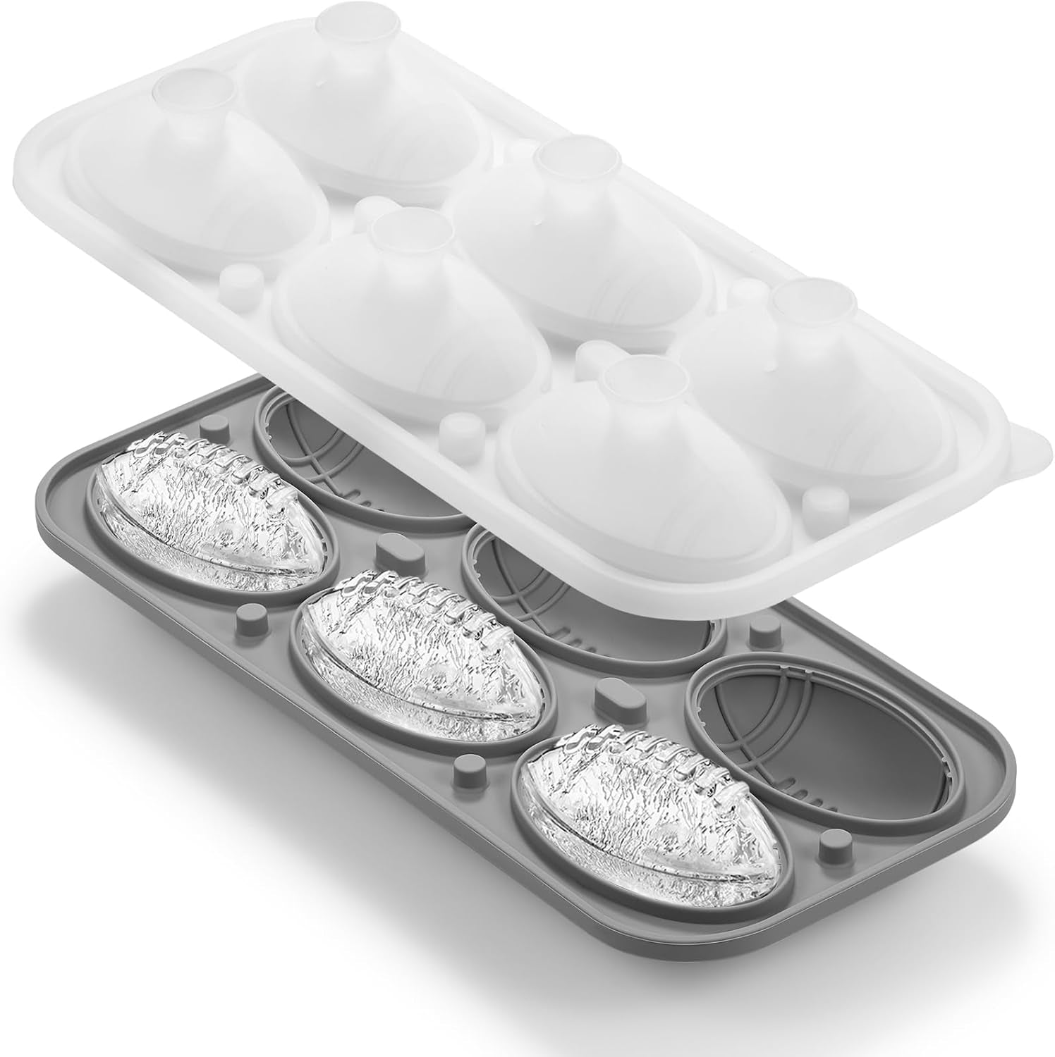 3D Football Ice Cube Tray, Large Football Silicone Fun Shapes Whiskey Ice Mold with Funnel for Cocktails, Bourbon,Brandy, Whiskey Gifts for Men