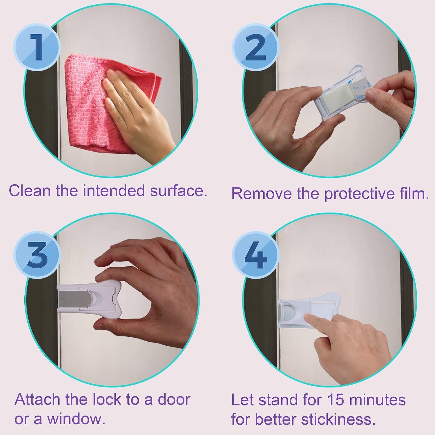 Sliding Door Lock for Child Safety, Window Stoppers for Vertical Wndows, Sliding Patio Door Lock for Baby Proof (4 Pack)