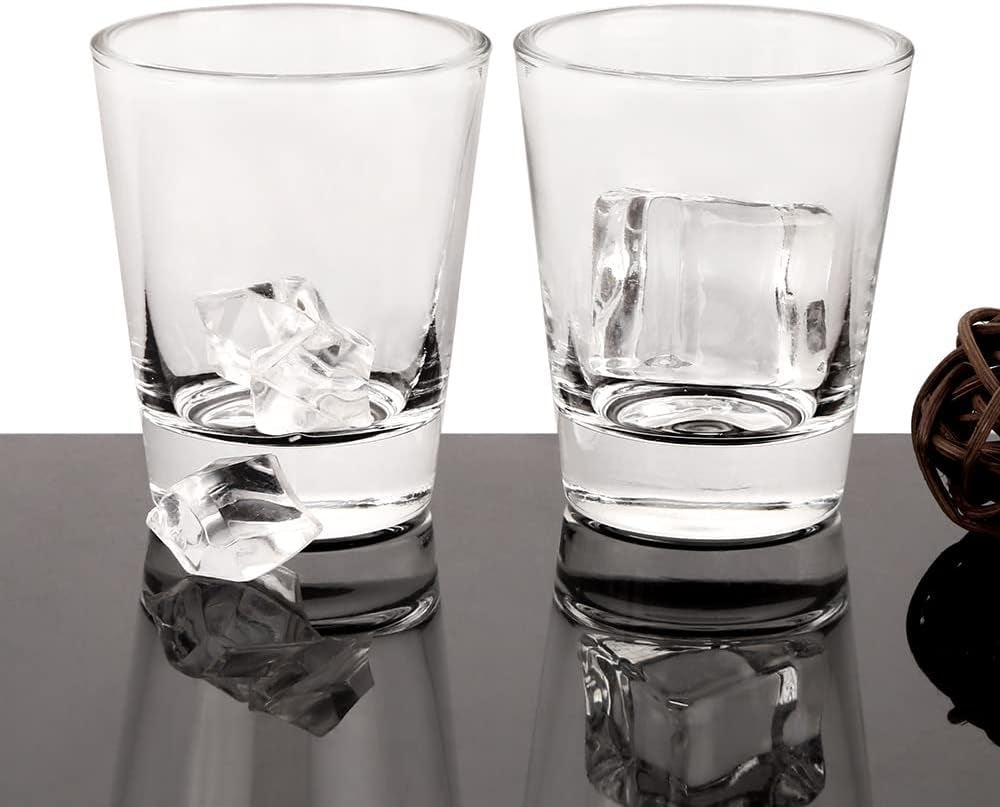 Heavy Base Shot Glasses, 1.5 Oz Sets of Clear Shot Glass (2 Pack), Measuring Cup for Espresso, Liquid, and Wine - Heavy Glass (Glass, 2Pack)