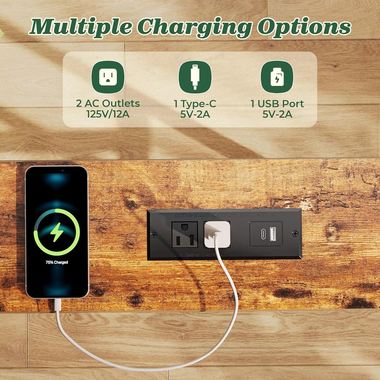 78.8-Inch Rustic Brown Narrow Console Table Set with Charging Station - Dual Sofa Tables for Living Room and Entryway