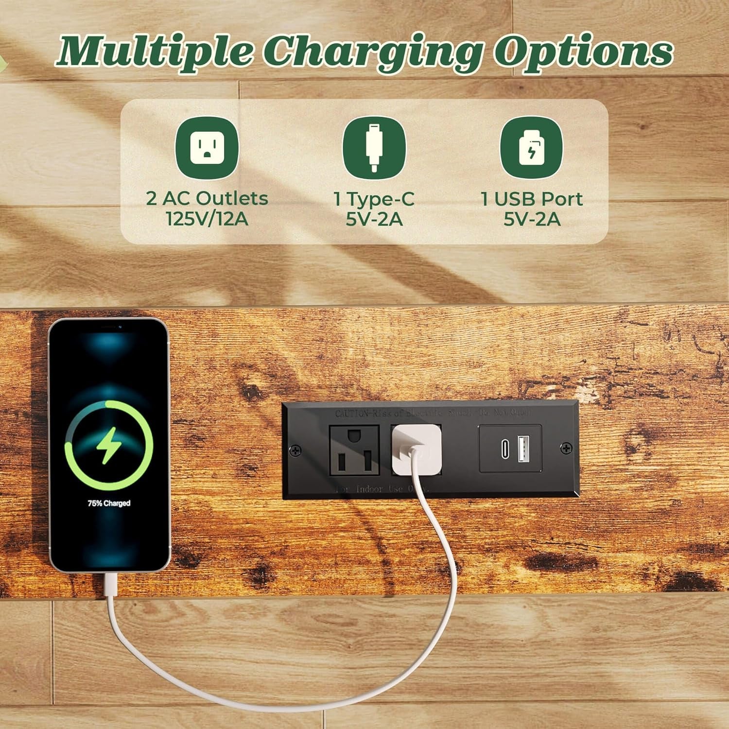 78.8-Inch Rustic Brown Narrow Console Table Set with Charging Station - Dual Sofa Tables for Living Room and Entryway