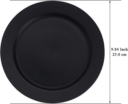 Set of 8 Reusable 10-Inch Black Plastic Plates - Versatile Dinner, Salad, and Pasta Dishes for Home, Garden, Picnic, Camping, and Outdoor Use