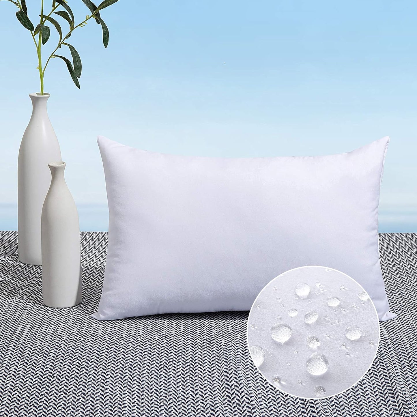 Outdoor Pillows 12X20 Pillow Insert Throw Pillow Insert, Water-Resistant Premium Outdoor Pillow Stuffer Sham Rectangle for Couch Sofa Patio Furniture Cushion Porch Swing