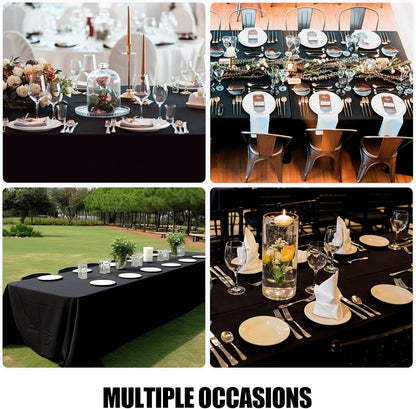 Rectangle Table Cloth, Waterproof Anti-Scratch Polyester Tablecloth, Decorative Washable Fabric Table Cover for Dining, Buffet, Parties and Outdoor, 60X84, Black