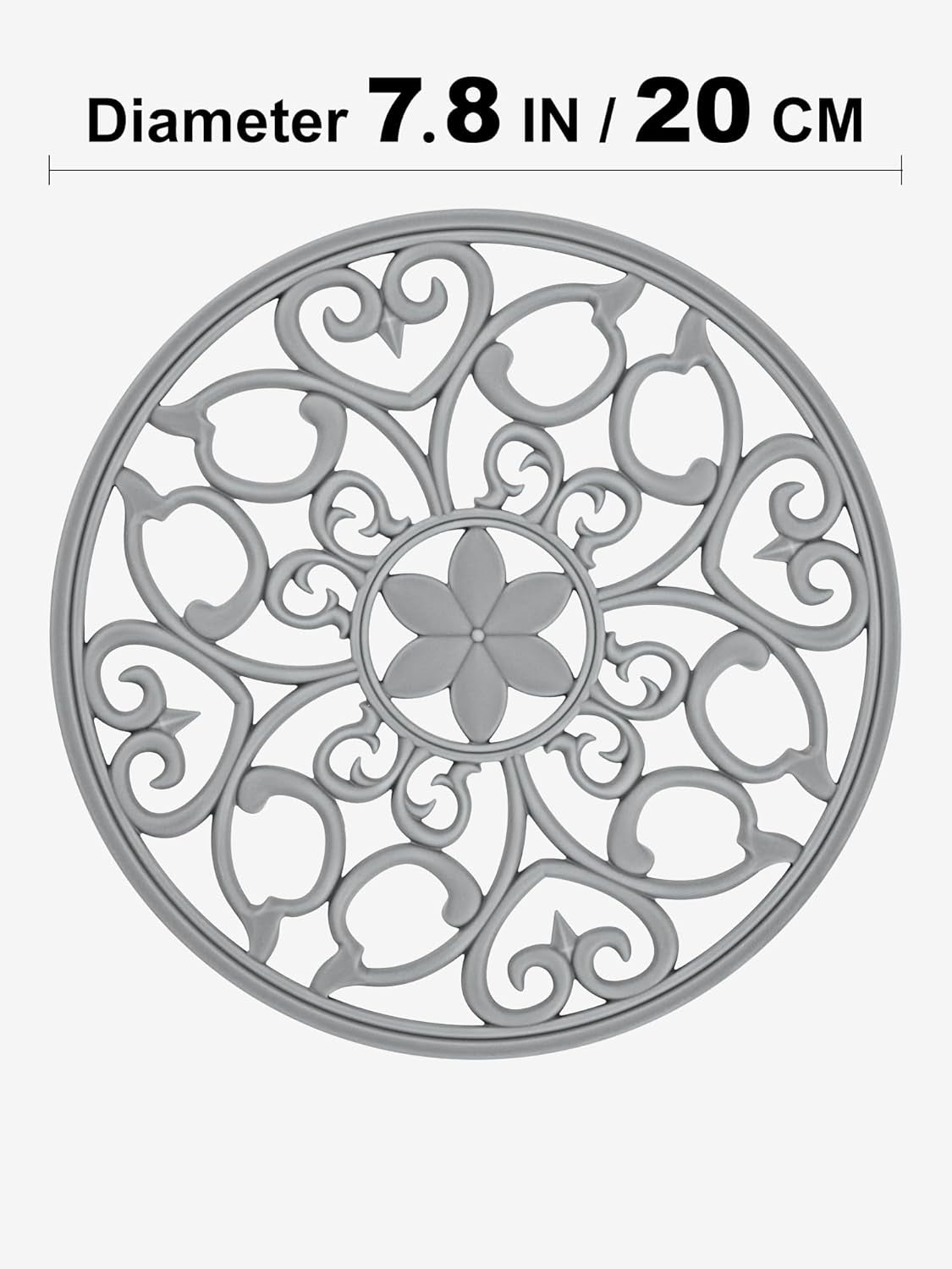 3 Set Silicone Trivet Mats, Multi-Use Carved Trivet Mat, Insulated Non-Slip Durable Kitchen Mats, Flexible Modern Kitchen Table Mat, for Hot Dishes, Pots, Dining Countertop, Grey, STM413H