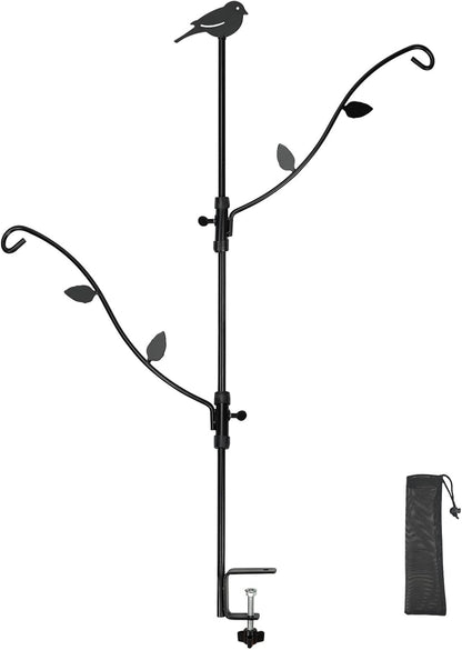 Deck Bird Feeder with Multi-Hooks and Adjustable Branches for Porch