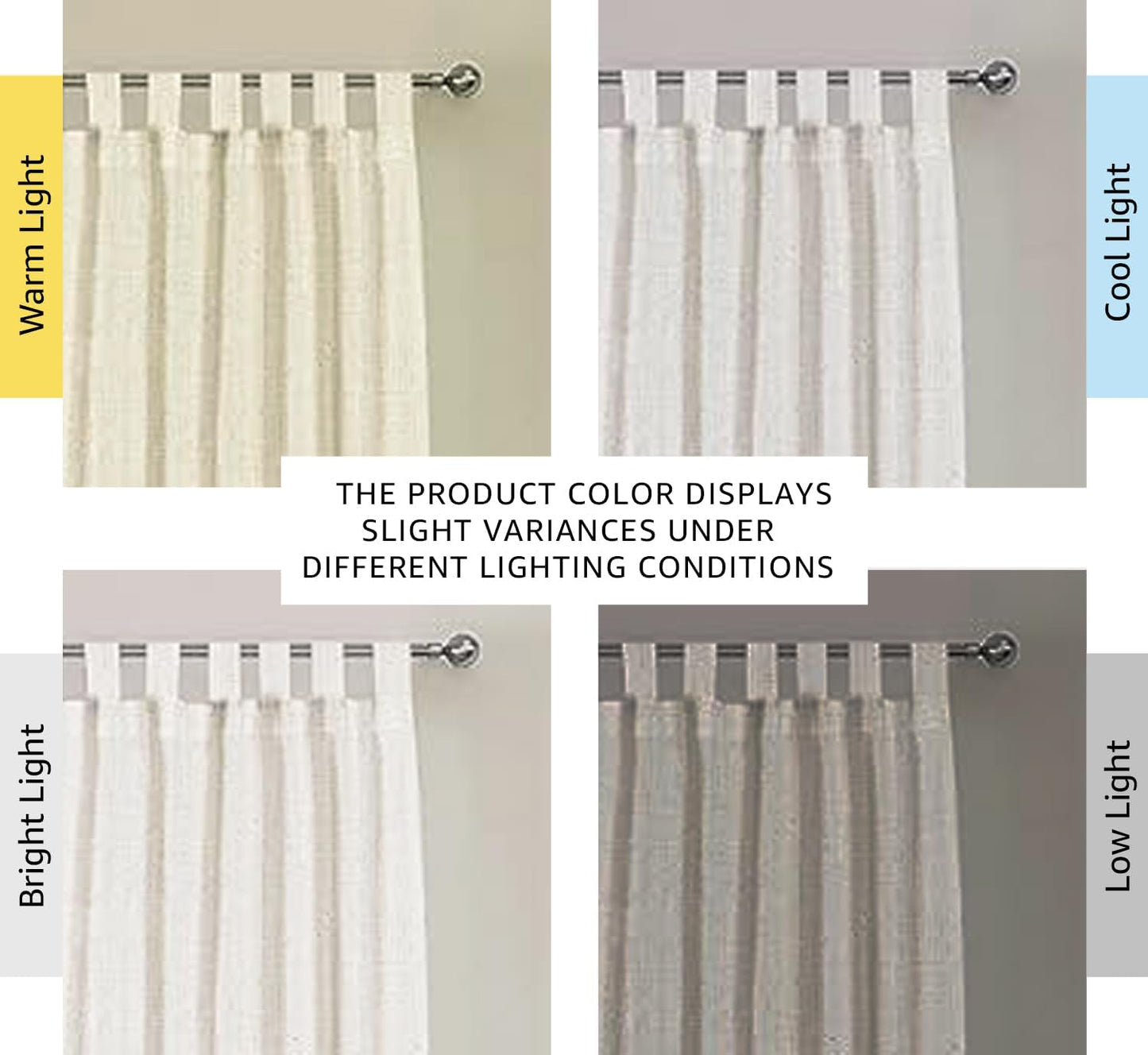 Natural Linen Tab Top Curtains 84 Inch Length for Living Room 2 Panel Drape Semi Sheer Neutral Country Rustic Farmhouse Boho Curtain Bedroom Muslin Look Light Filtering, Heathered Natural