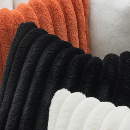 Faux Fur Decorative Throw Pillow Covers 18X18 Inch Set of 2, French Modern Art Home Decor Soft Plush Couch Pillows Cozy Fluffy Cushion Covers for Sofa Bed Black
