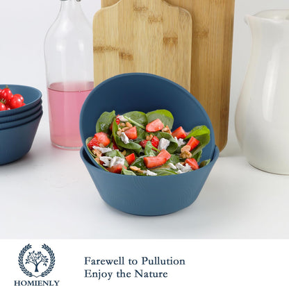 Wheat Straw 36 Oz Soup Bowl Set - 6 Unbreakable, Microwave and Dishwasher Safe Dinnerware, Eco-Friendly Alternative to Plastic, Ideal for Kitchen Use, Soup, Dinner, and Pho (Navy Blue)