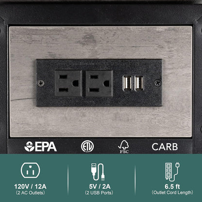 End Table with Charging Station, Flip Top Side Table with USB Ports and Outlets, Sofa Couch Table Bedside Table for Living Room Bedroom, Narrow Nightstand with Storage Shelves for Small Space